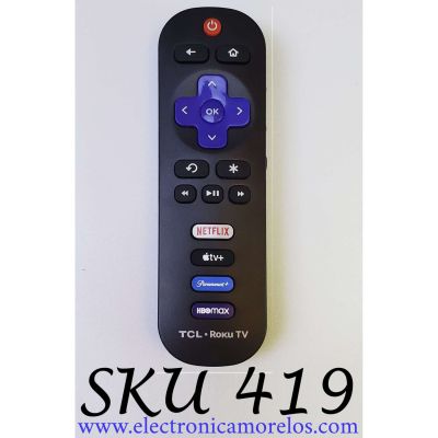 CONTROL REMOTO TCL PARA TV NUEVO ORIGINAL / ROKU TV / NUMERO DE PARTE GZL-P20055-C08 / GZL-P20055-C03 / GZL-O200-C03 / NETFLIX / APPLE TV+ / PARAMOUNT / HBOMAX